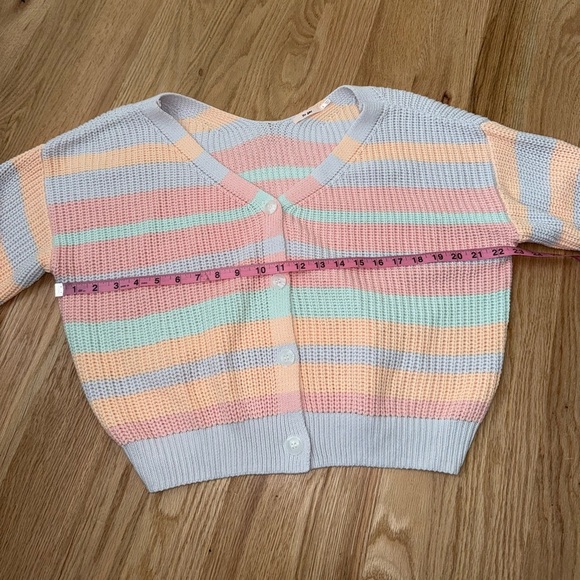 Cotton Blend Striped Colorful Chunky Knit Cardigan Sweater Button Front Large - Picture 6 of 15